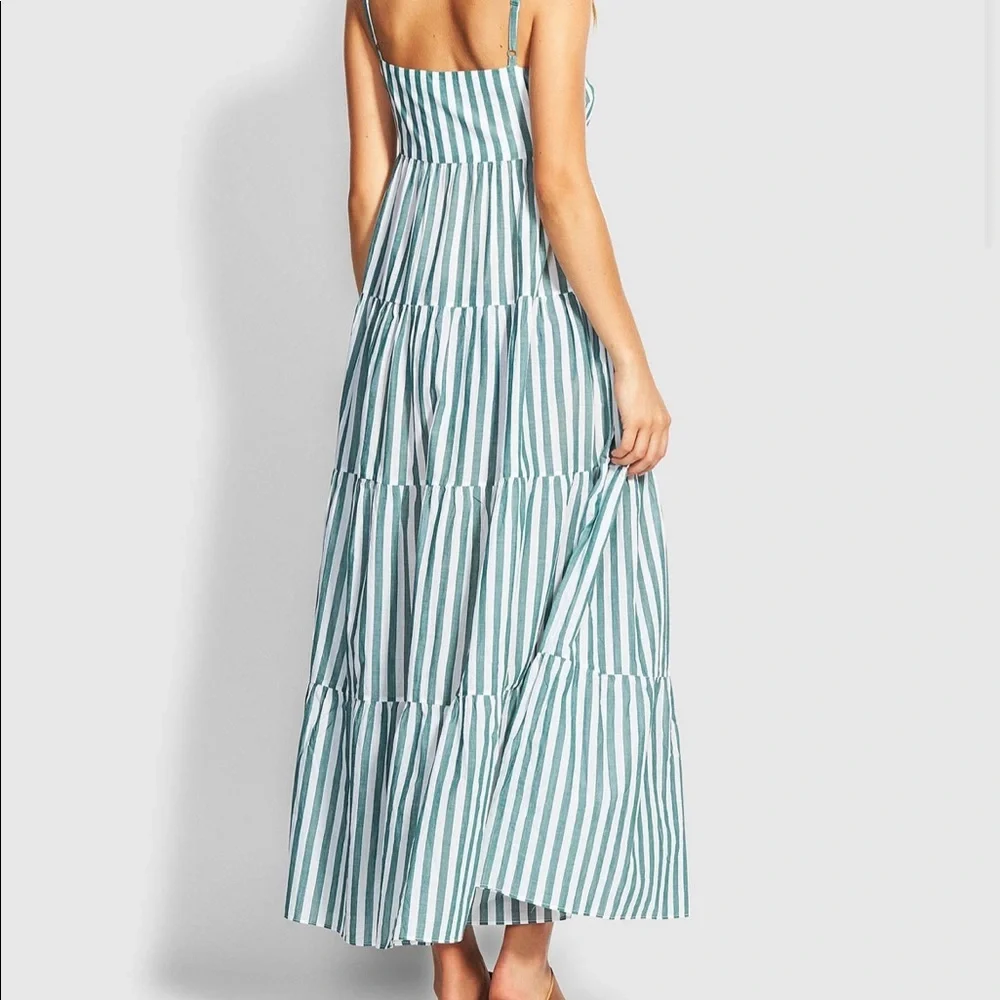 SEAFOLLY Embroidered Striped Tiered Maxi Dress - Women’s Size XS - NEW - Picture 4 of 7